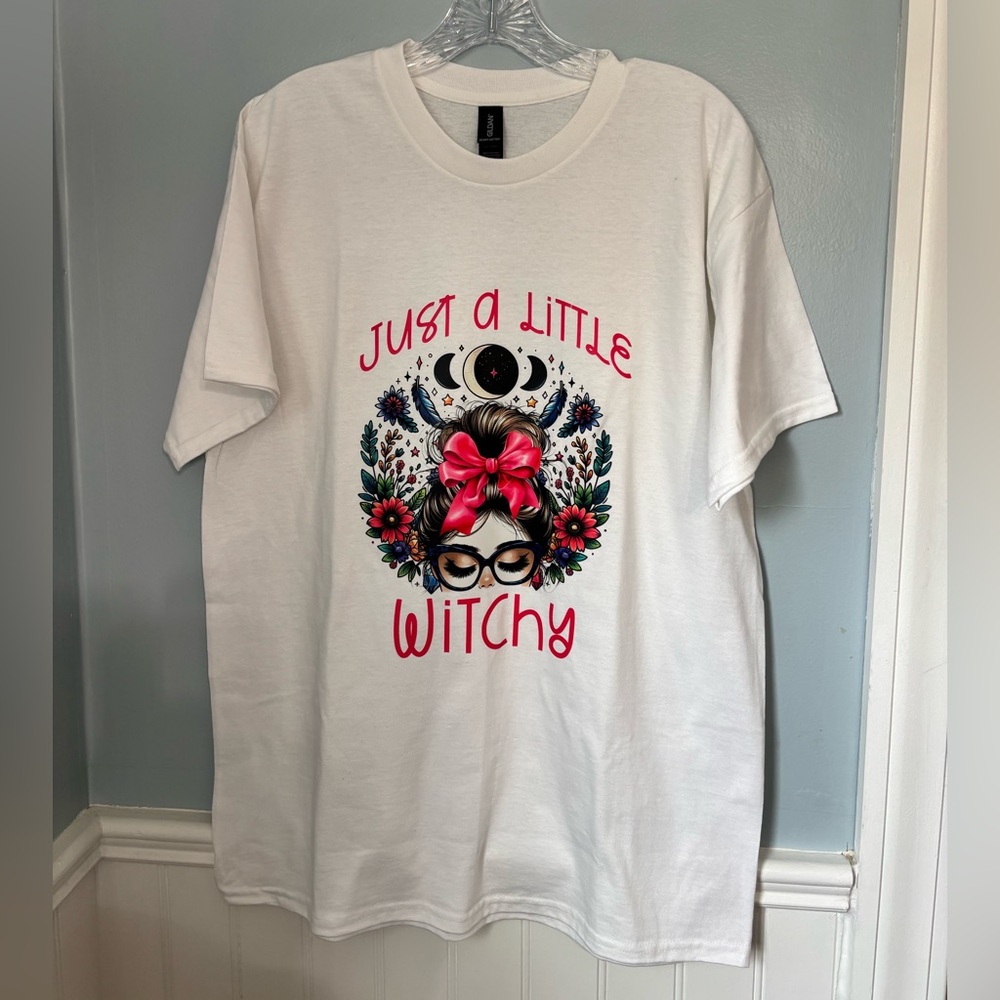 T shirt Print Boho Floral Bun Hair Glasses Lashes Feather Handmade By Me - Picture 5 of 5